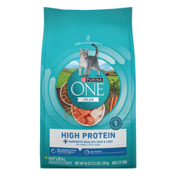 Purina ONE Plus Alta Proteína Comida Seca para Gatos Salmón y Pescado Blanco del Océano Fórmula para la Salud de la Piel y el Pelaje