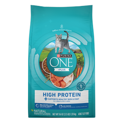 Purina ONE Plus High Protein Cat Food Dry Salmon and Ocean Whitefish Cat Skin and Coat Health Formula