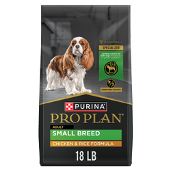 18 pound bag of Purina Pro Plan Small Breed chicken and rice dry dog food