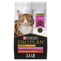 Una bolsa de 3.5 lb de alimento seco para gatos Pro Plan Piel y Estómago Sensibles Adulto 7+ salmón y arroz