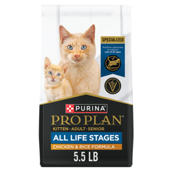 Bolsa de 5,5 libras de Purina Pro Plan All Life Stages Pollo y Arroz comida seca para gatos