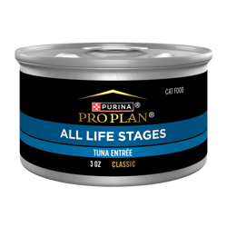Una lata de 3 oz de alimento húmedo para gatos Purina Pro Plan Todas las Etapas de la Vida Paté de Atún