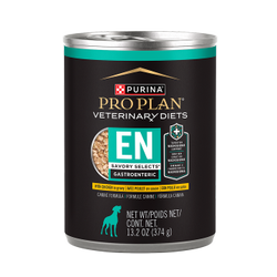 Purina Pro Plan Veterinary Diets EN Gastroenteric Savory Selects chicken wet dog food can.