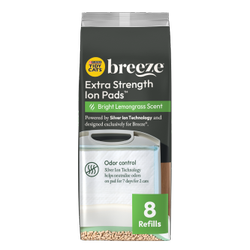 Tidy Cats Breeze Bright Lemongrass Scent Extra Strength Ion Pads Refill package.