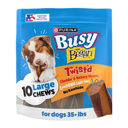 Busy Twist’d With Beggin’ Cheddar and Hickory Large Chews Dog Treats