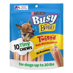 Busy Twist’d with Beggin’ Tiny Chews Dog Treats