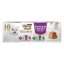 Fancy Feast Gems Mousse Paté Colección de Pavo y Pollo Alimento Húmedo para Gatos Paquete Variado