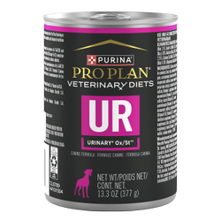 A 13.3 oz can of Purina Pro Plan Veterinary Diets UR Urinary Ox/St Formula wet dog food.