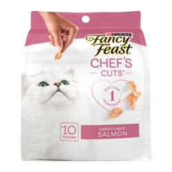Fancy Feast Cortes del Chef Premios naturales suaves para gatos de salmon real desmenuzado a mano
