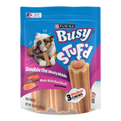 Busy Stuf'd Beef Filled Dog Treats for Medium Dogs
