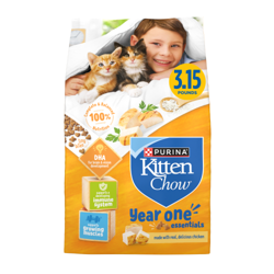 A bag of Purina Kitten Chow Year One Essentials