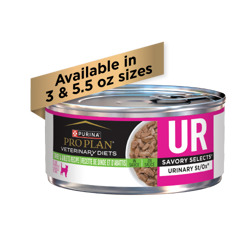 Pro Plan Veterinary Diets UR Urinary St/Ox Savory Selects Turkey and Giblet wet cat food.