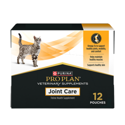 A 12 pouch box of Pro Plan Veterinary Supplements Feline Joint Care liquid supplement