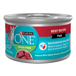 Can of Purina ONE Grain Free Beef Wet Cat Food.