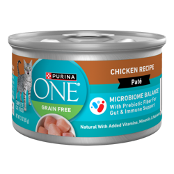 Can of Purina ONE Grain Free Chicken Wet Cat Food.