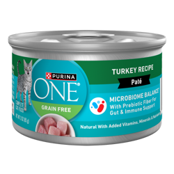 Can of Purina ONE Grain Free Turkey Wet Cat Food.