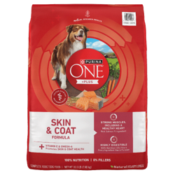 Bolsa de alimento seco para perros Purina ONE +Plus Formula para Piel y Pelaje.