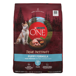Bolsa de Purina ONE True Instinct Alimento para Cachorros Alto en Proteinas con Pollo y Pato Reales.
