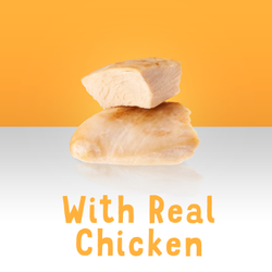 Hecho con carne real de pollo