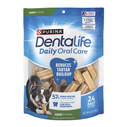 DentaLife Daily Oral Care Mini Chew Treats for Small Dogs package.