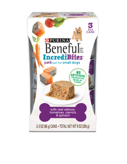 alimento húmedo para perros con paté de salmón beneful incredibites