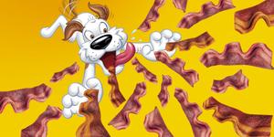 cartoon Hamlet surrounded by beggin’ strips