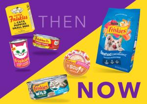 “Then” Friskies products compared to “Now” Friskies products