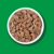 A top down image of Purina Dog Chow wet food in a bowl sitting on a green background