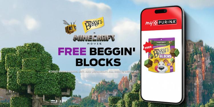 Limited-Edition Beggin' Blocks inspired by “A Minecraft Movie”—only in the myPurina app