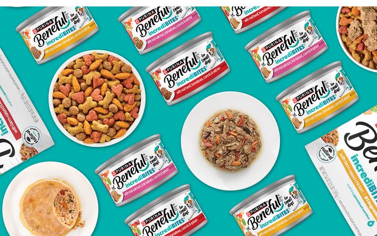 Flatflay del producto Benful Incredibites en húmedo y seco.