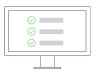 An icon of a computer screen with checked boxes.