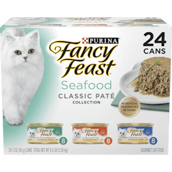 Fancy Feast Classic Paté Seafood Collection Wet Cat Food Variety Pack – 24 Cans