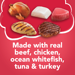 Made with real beef chicken whitefish tuna and turkey