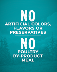 no artificial colors flavors or preservatives, no poultry by-product meal