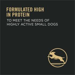 fórmula rica en proteínas para satisfacer las necesidades de los perros pequeños altamente activos