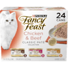 Paquete surtido de 24 latas de alimento húmedo para gatos Fancy Feast colección sabor a paté clásico de pollo y res