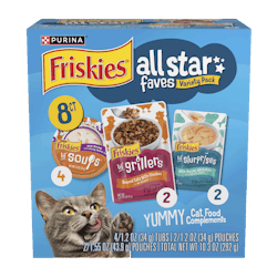 Friskies All-Star Faves Cat Food Complement 8 Ct Variety Pack package 