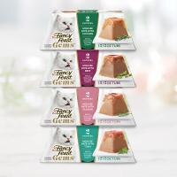 Stack of four Fancy Feast Gems packages