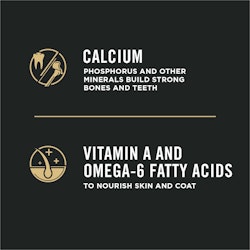 calcium and phosphorus to maintain strong bones and teeth, vitamin a and omega-6 fatty acids