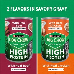 two flavors in savory gravy; beef and chicken