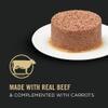 Elaborado con carne real de res y combinado con zanahorias