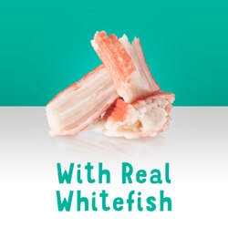 Hecho con carne real de pescado blanco