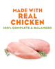 Made with real chicken. 100 percent complete and balanced