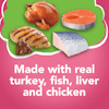 Made with real turkey fish liver and chicken
