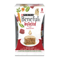 Beneful Infused Tender Paté With Bone Broth, Beef, Carrots and Spinach Wet Dog Food package front