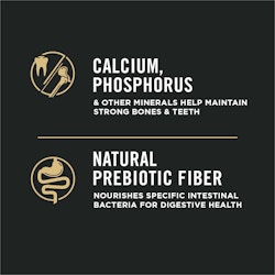 calcium, phosphorus, natural prebiotic fiber