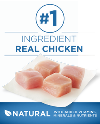 elaborado con carne real de pollo como ingrediente principal