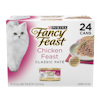 Paquete surtido de 24 latas de alimento húmedo para gatos Fancy Feast sabor a paté clásico de pollo
