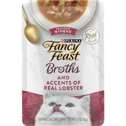 Purina Fancy Feast Broths Wet Cat Food Broth Complement Seafood Bisque and Accents of Real Lobster