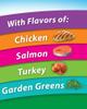 with flavors of chicken, salmon, turkey, and garden greens